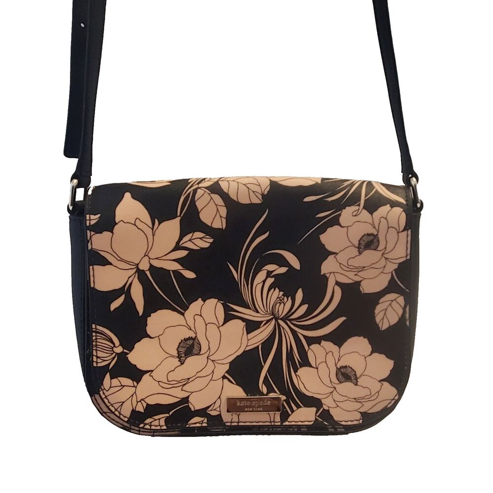 Kate Spade Crossbody Black Pink Floral Small Bag Laurel Way Gardenia Carsen